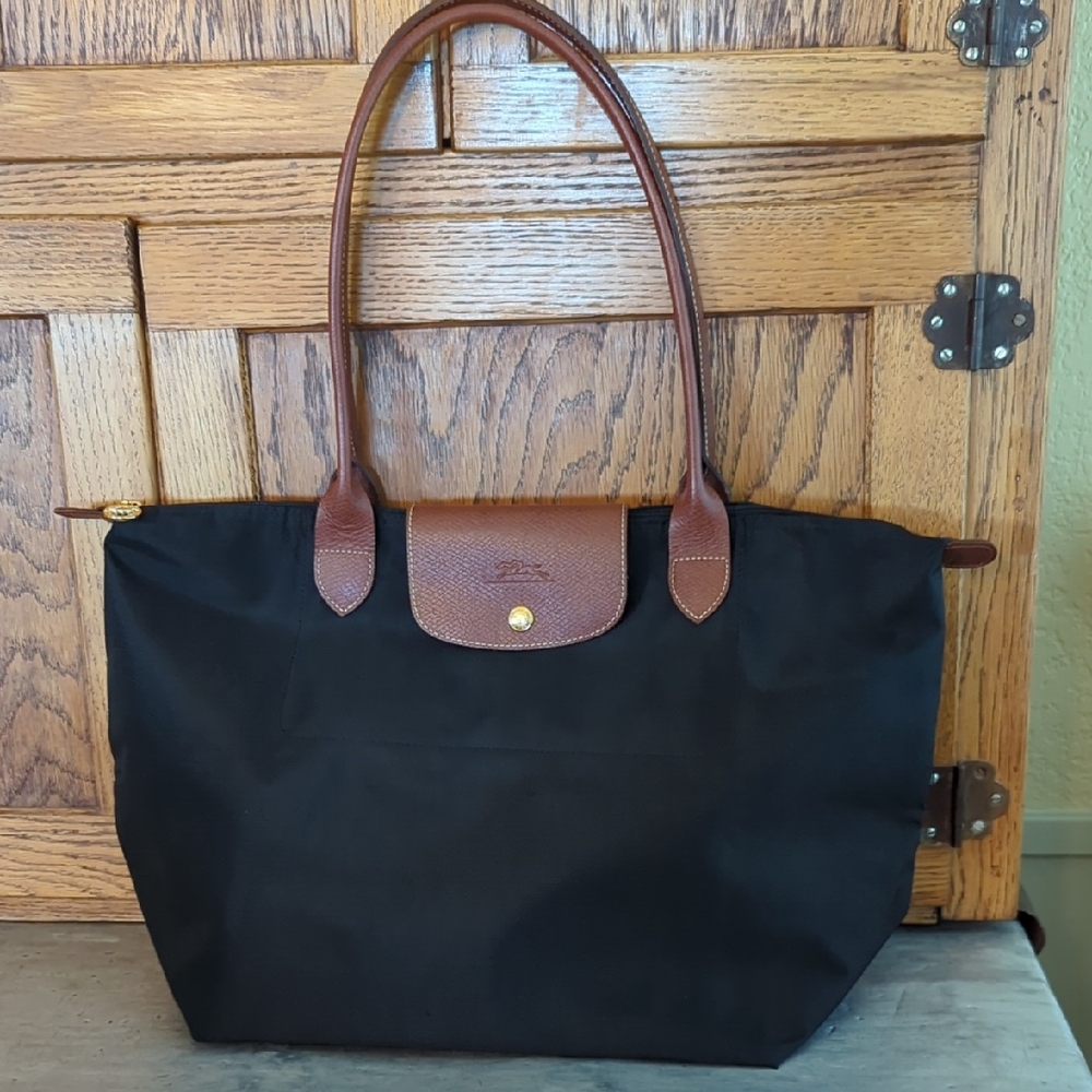 Longchamp Le Pliage Large Shoulder Tote in Black